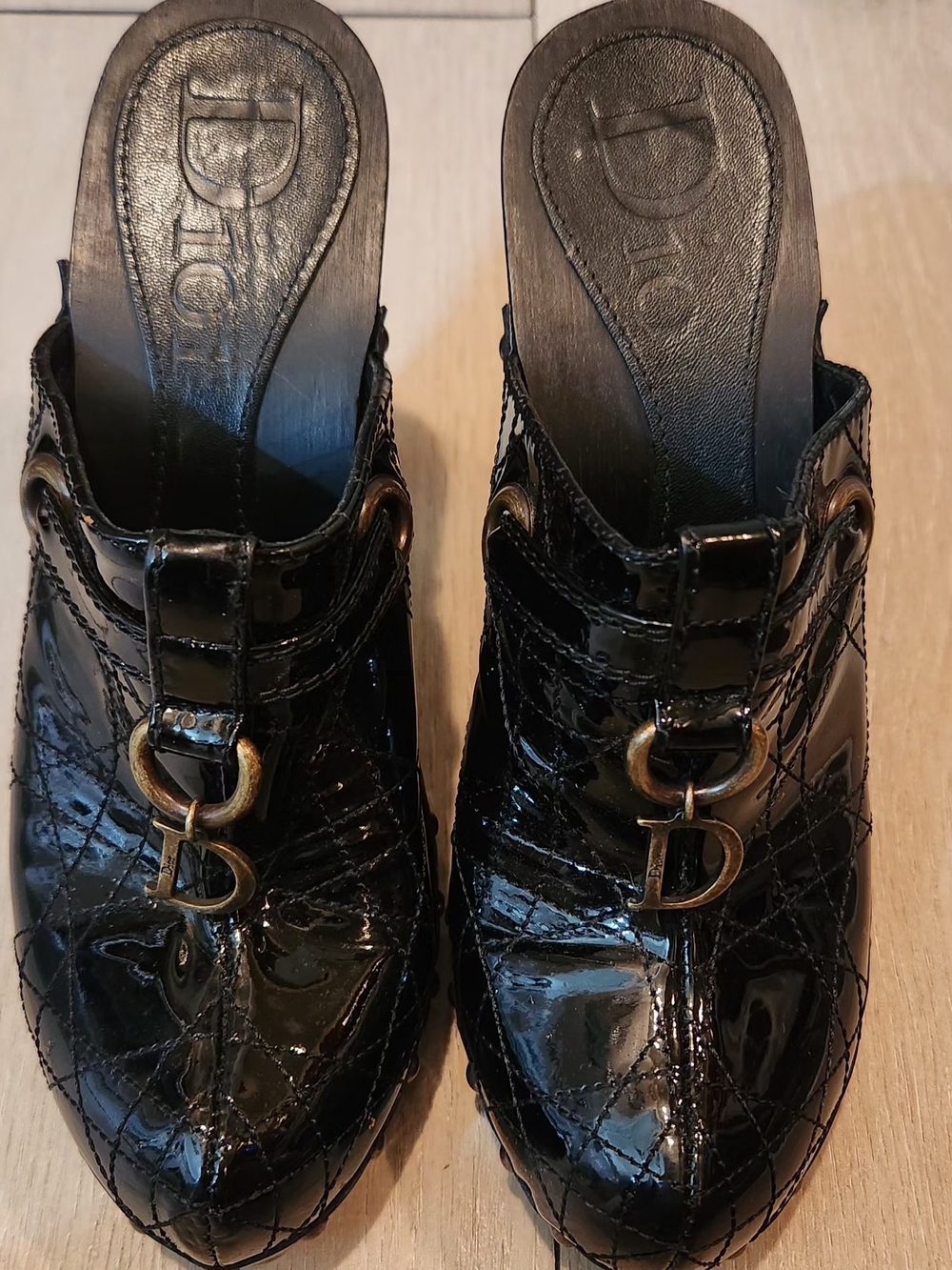 Dior Black Patent Leather Slip-On Mules